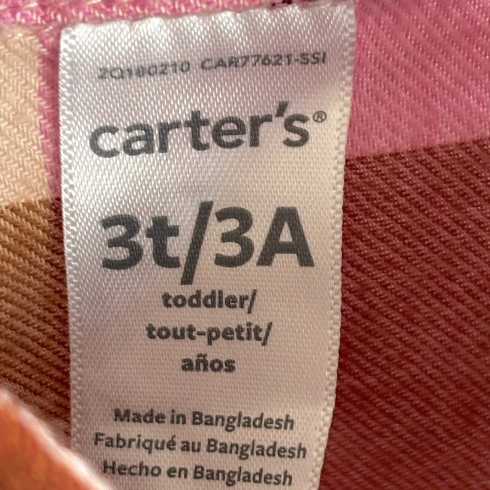 Carter's Pink and Brown Plaid Dress with Belt 100% Cotton